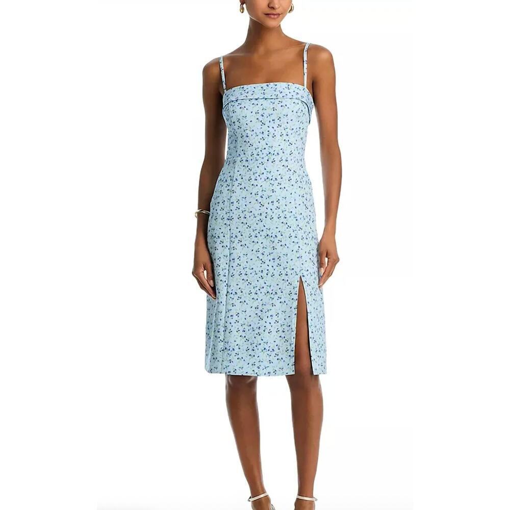 New with Tags French Connection Icy Blue Floral Midi Dress Size 6 Cottagecore - Picture 1 of 16